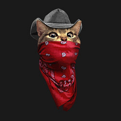 Свитшот хлопковый мужской Cool kitten in a bandana, цвет: черный — фото 2