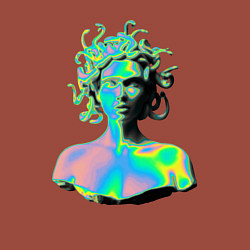Свитшот хлопковый мужской Gorgon Medusa Vaporwave Neon, цвет: кирпичный — фото 2