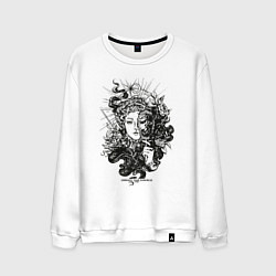 Свитшот хлопковый мужской Lady Darkness Леди Тьма Готический рисунок, цвет: белый