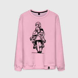 Свитшот хлопковый мужской Крутой мотоциклист, цвет: светло-розовый