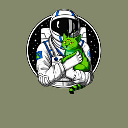 Свитшот хлопковый мужской Космонавт с инопланетным котом, цвет: авокадо — фото 2