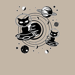 Свитшот хлопковый мужской Коты пришельцы в космосе, цвет: миндальный — фото 2