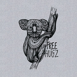 Свитшот хлопковый мужской Коала в стиле Мандала Mandala Koala Free Hugs, цвет: меланж — фото 2