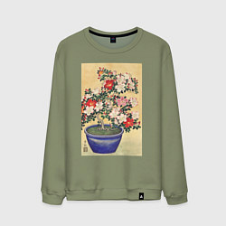 Мужской свитшот Blooming Azalea in Blue Pot Цветущая азалия