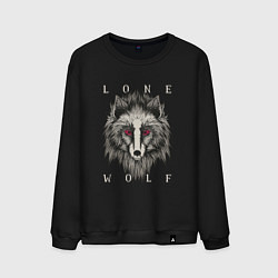 Свитшот хлопковый мужской Одинокий Волк Lone Wolf, цвет: черный