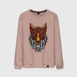 Свитшот хлопковый мужской Лиса в стиле Мандала Mandala Fox, цвет: пыльно-розовый