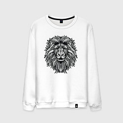 Свитшот хлопковый мужской Лев в стиле Мандала Mandala Lion, цвет: белый