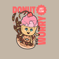 Свитшот хлопковый мужской Donut worry just flow, цвет: миндальный — фото 2