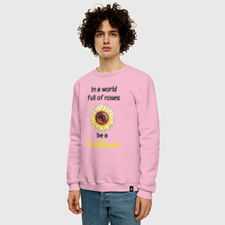 Свитшот хлопковый мужской Be a Sunflower, цвет: светло-розовый — фото 2