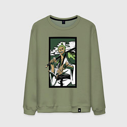 Свитшот хлопковый мужской ЗОРО САМУРАЙ ИЗ ВАН ПИСА, цвет: авокадо