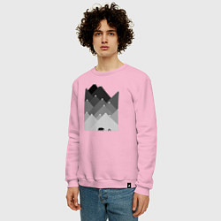 Свитшот хлопковый мужской Медведь и треугольные горы, цвет: светло-розовый — фото 2