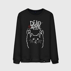 Свитшот хлопковый мужской Dead by April Рок кот, цвет: черный