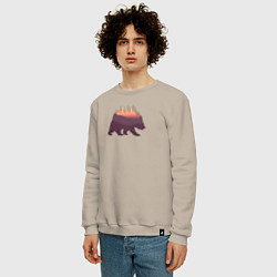 Свитшот хлопковый мужской Медведь с деревьями, цвет: миндальный — фото 2