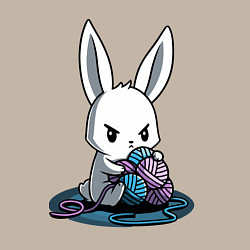 Свитшот хлопковый мужской Зайчонок обнял клубки The bunny hugged the balls, цвет: миндальный — фото 2