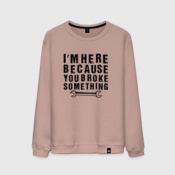 Свитшот хлопковый мужской Инженер здесь потому, что ты что-то сломал, цвет: пыльно-розовый