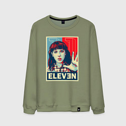 Свитшот хлопковый мужской Stranger Things Eleven, цвет: авокадо
