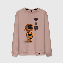 Свитшот хлопковый мужской Оранжевый робот с логотипом LDR, цвет: пыльно-розовый