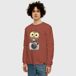 Свитшот хлопковый мужской Сова на фотоаппарате, цвет: кирпичный — фото 2