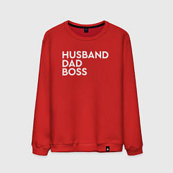 Свитшот хлопковый мужской Husband, dad, boss, цвет: красный