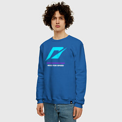 Свитшот хлопковый мужской Символ Need for Speed в неоновых цветах, цвет: синий — фото 2