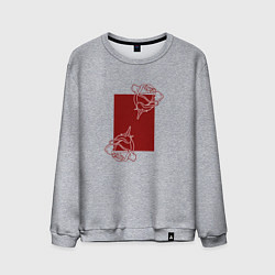 Свитшот хлопковый мужской Розы с красным прямоугольником, цвет: меланж
