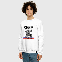 Свитшот хлопковый мужской Keep calm Vyborg Выборг, цвет: белый — фото 2
