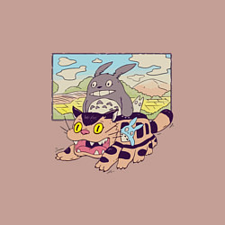 Свитшот хлопковый мужской Тоторо на котобусе, цвет: пыльно-розовый — фото 2