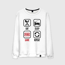 Свитшот хлопковый мужской Eat Sleep PUBG Repeat, цвет: белый