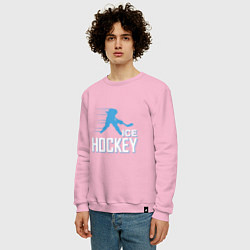Свитшот хлопковый мужской Хоккей Силуэт спортсмена, цвет: светло-розовый — фото 2