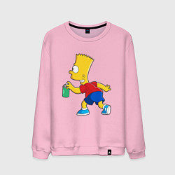 Свитшот хлопковый мужской Барт Симпсон принт, цвет: светло-розовый