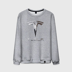 Свитшот хлопковый мужской Tesla Logo Тесла Логотип, цвет: меланж