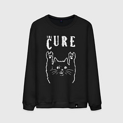 Свитшот хлопковый мужской The Cure рок кот, цвет: черный