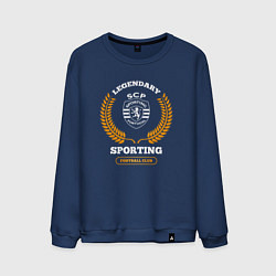 Свитшот хлопковый мужской Лого Sporting и надпись Legendary Football Club, цвет: тёмно-синий
