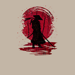 Свитшот хлопковый мужской Самурай и красная луна, цвет: миндальный — фото 2