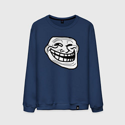 Свитшот хлопковый мужской Тролльфейс улыбается мем, цвет: тёмно-синий
