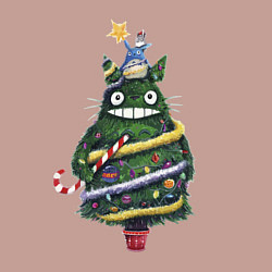 Свитшот хлопковый мужской Тоторо - Новогодняя ёлка, цвет: пыльно-розовый — фото 2