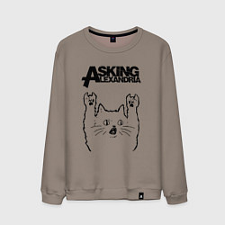 Свитшот хлопковый мужской Asking Alexandria - rock cat, цвет: утренний латте