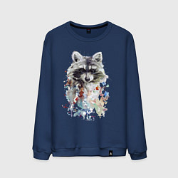 Свитшот хлопковый мужской Мордочка енота - акварель, цвет: тёмно-синий
