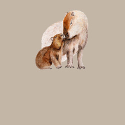 Свитшот хлопковый мужской Капибары мать и дитя, цвет: миндальный — фото 2