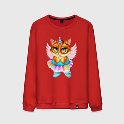 Свитшот хлопковый мужской Рыжая кошечка принцесса, цвет: красный