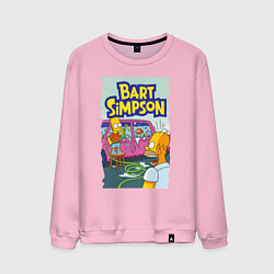 Свитшот хлопковый мужской Барт Симпсон устроил из автомобиля аквариум, цвет: светло-розовый