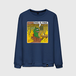 Свитшот хлопковый мужской Пепе Лягушонок в беде, цвет: тёмно-синий