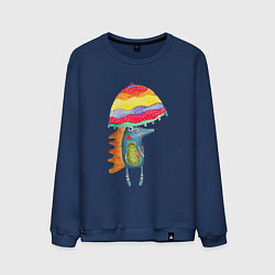 Свитшот хлопковый мужской Ежик под зонтиком, цвет: тёмно-синий