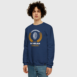 Свитшот хлопковый мужской Лого AC Milan и надпись legendary football club, цвет: тёмно-синий — фото 2