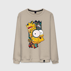 Свитшот хлопковый мужской Cyber-Bart - Simpsons family, цвет: миндальный