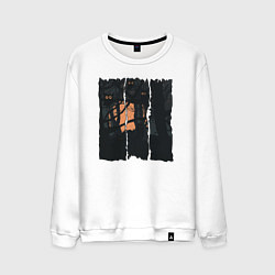 Свитшот хлопковый мужской Глаза в темноте, цвет: белый