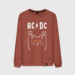 Свитшот хлопковый мужской AC DC rock cat, цвет: кирпичный