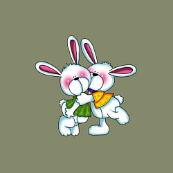 Свитшот хлопковый мужской Пара влюбленных заек, цвет: авокадо — фото 2