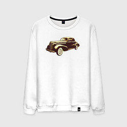 Свитшот хлопковый мужской Рисунок ретро-автомобиля, цвет: белый