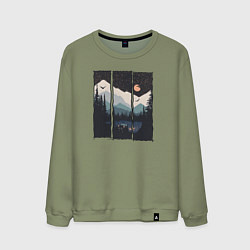 Свитшот хлопковый мужской Бездорожье Сибирь, цвет: авокадо